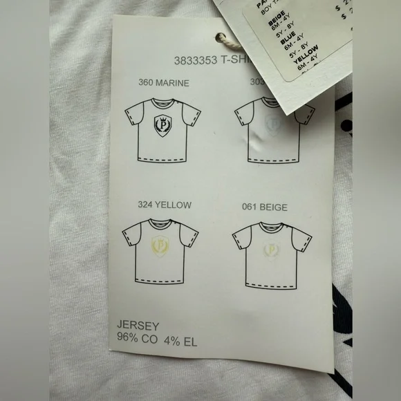 Patachou Boys White and Light Blue Crest T-Shirts - Picture 4 of 6